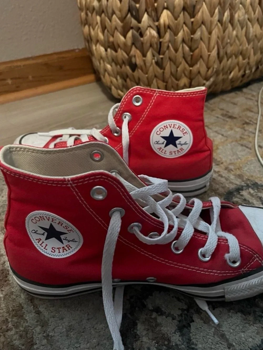Converse Kids Red High-Top Canvas Sneakers with White Laces